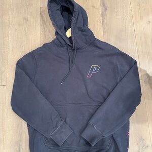PALACE Black Hoodie with Subtle Rainbow 'P' Logo